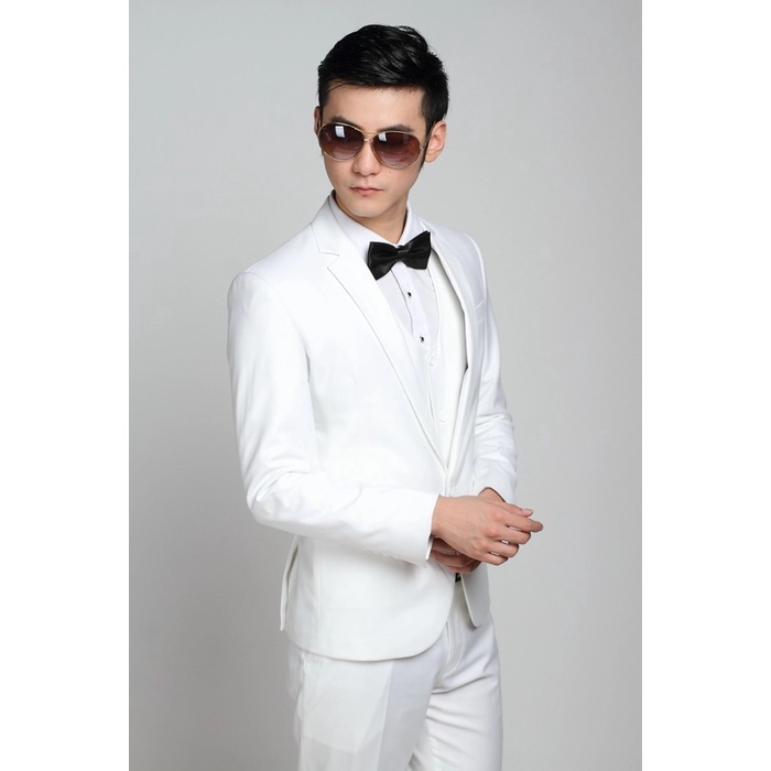 SETELAN JAS AKAD NIKAH PRIA WARNA PUTIH EXCLUSIVE KANCING 1 NIKAYU