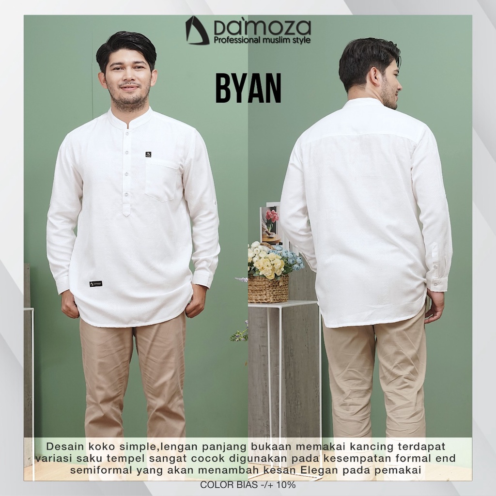 DAMOZA BYAN WHITE / KOKO PUTIH DAMOZA / KOKO PUTIH LENGAN PANJANG / BYAN DAMOZA / KOKO BYAN BY DAMOZ