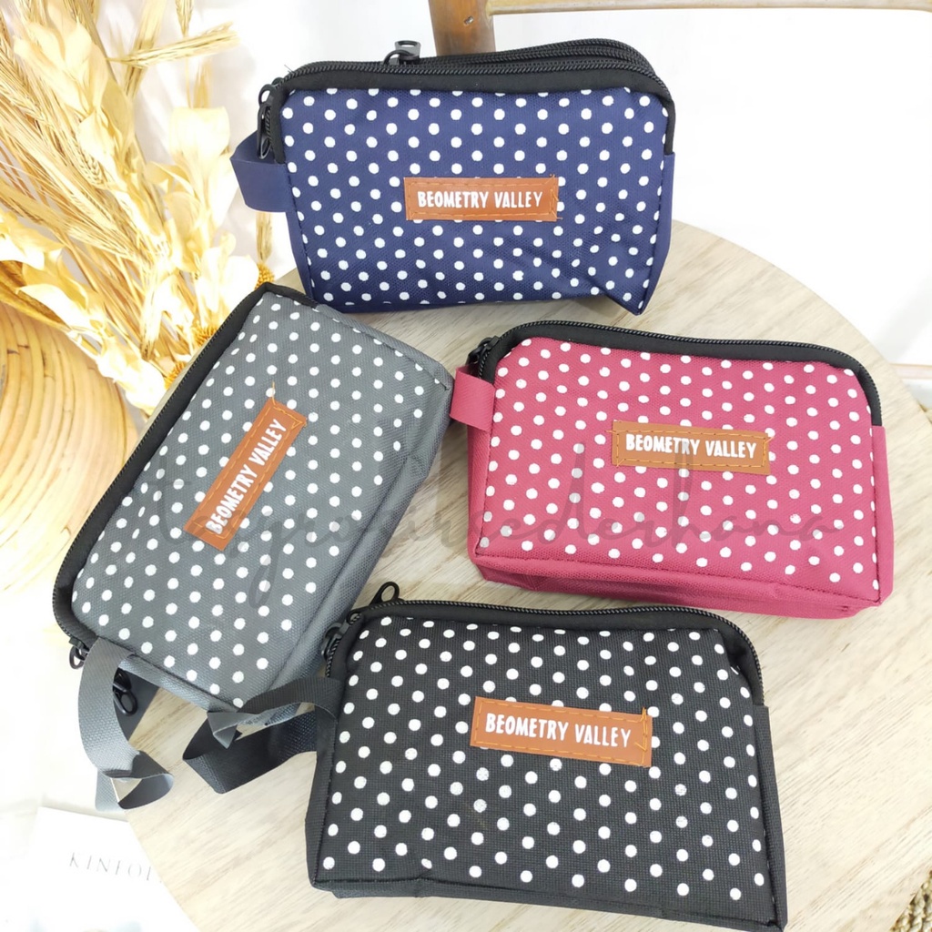 Dompet Wanita HP 3 Resleting Printing Eco Multifungsi Pouch 3 Ruang Murah Bisa COD