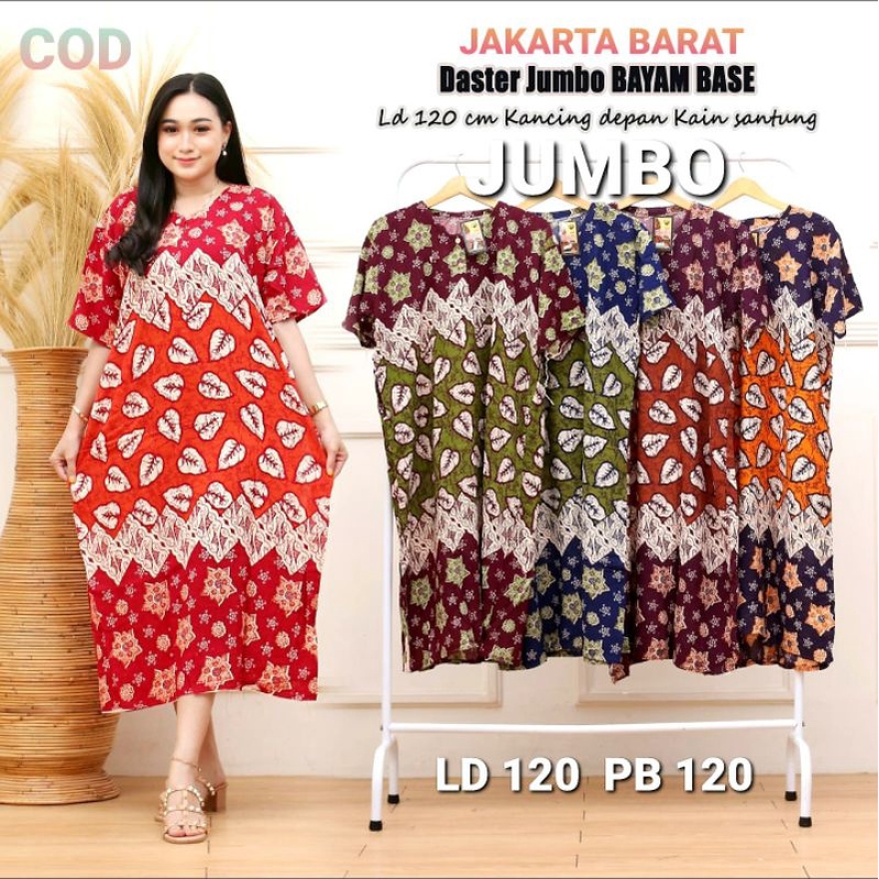 DASTER JUMBO XXL BASE BAYAM MODEL PAYUNG BUSUI KANCING BUMIL DRESS BAJU TIDUR