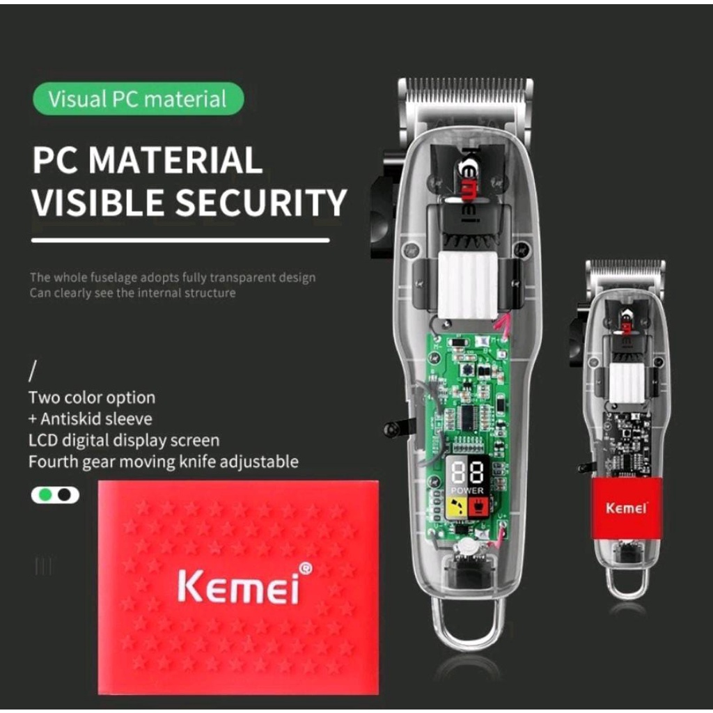 Hair Clipper Transparent Kemei KM-NG108 Elektrik USB