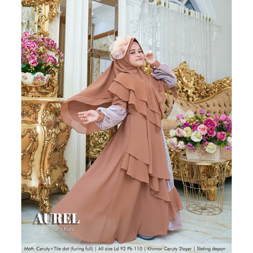 GAMIS ANAK SYARI AUREL KIDS SET DENGAN KHIMAR