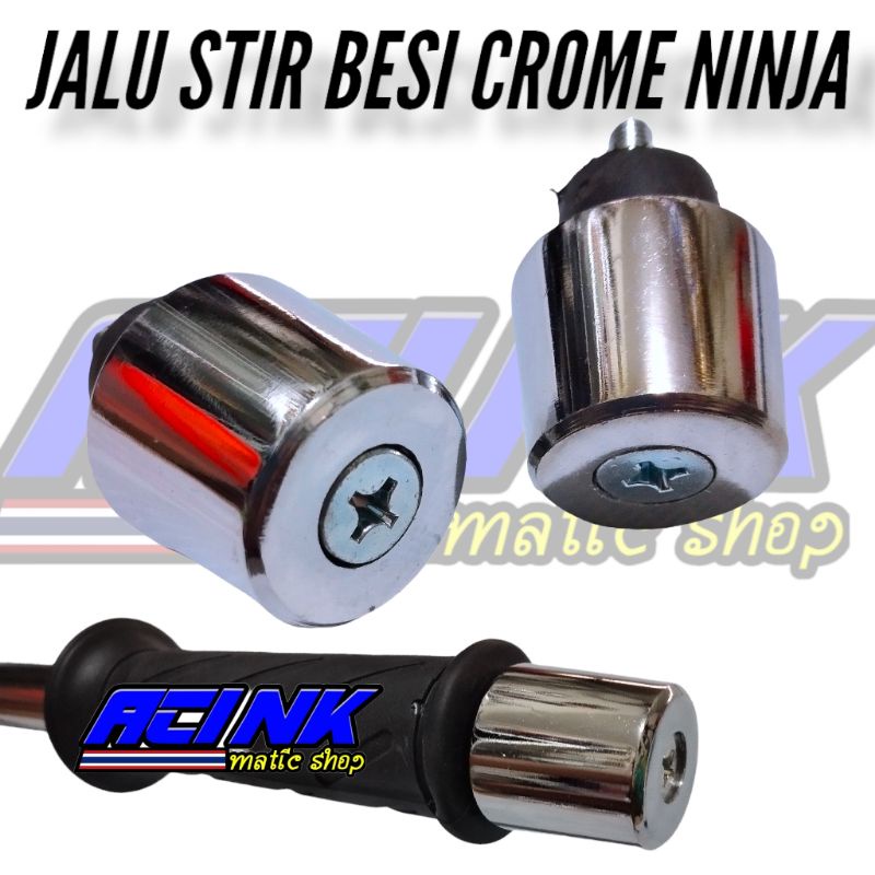 Jalu stir NINJA R RR / jalu stang stir ninja besi crome set kanan kiri