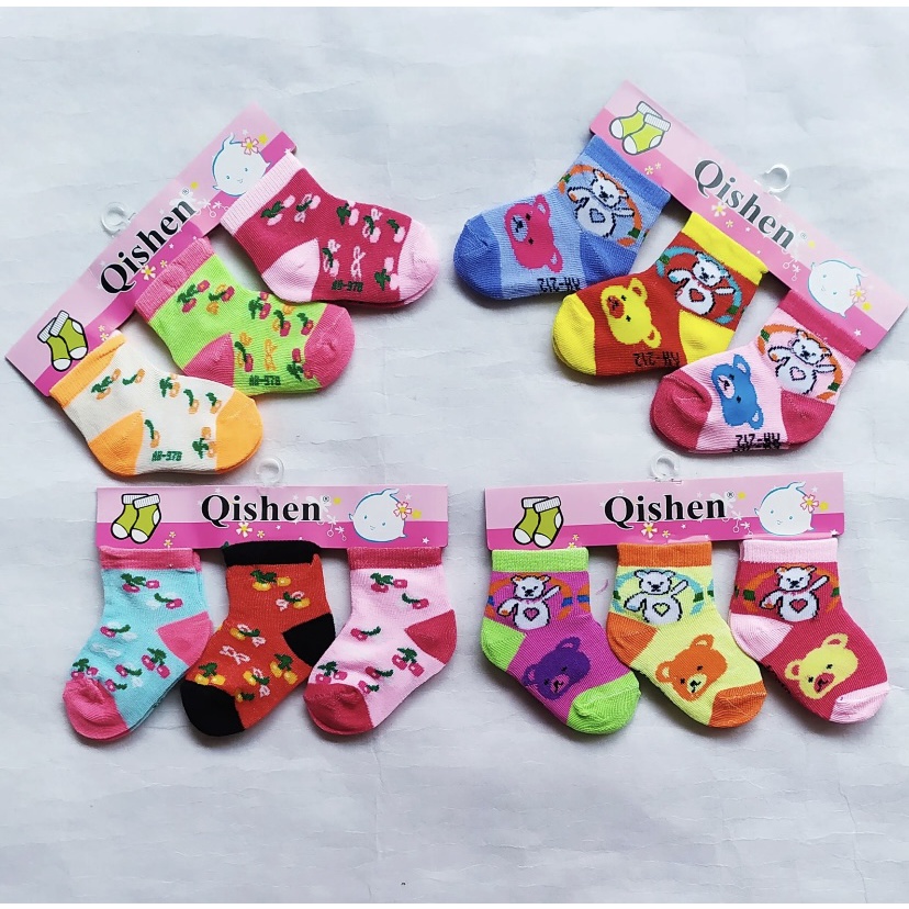 3 Pasang kaus kaki bayi perempuan 0-12 BULAN / KAOS KAKI ANAK CEWEK / KAOS KAKI BAYI PEREMPUAN / kaus kaki bayi motif / kaus kaki anak / kaus kaki bayi cewek