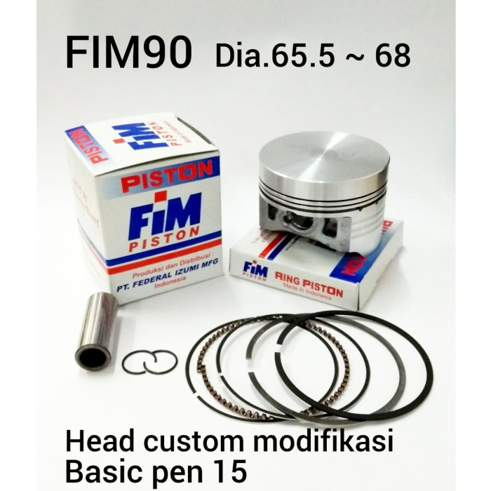 FIM90 PISTON KIT CB, CBR150 Lama, Mio Modifikasi Pen 15 Dome Mentah