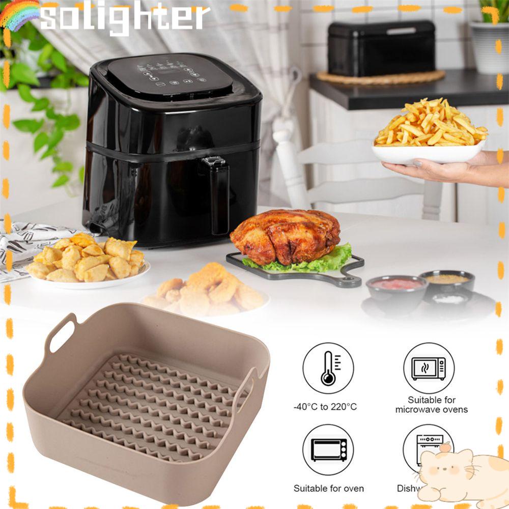 Solighter Air Fryer Silicone Pot Alat Masak Pizza Piring Roti Fried Chicken Grill Pot Tray Baking Basket