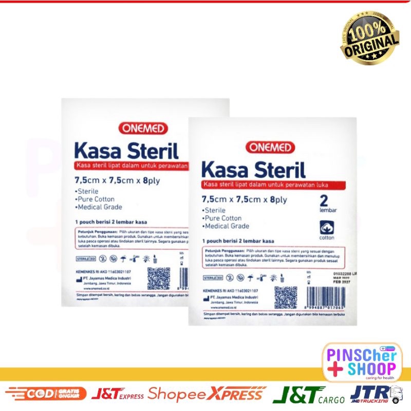 Kasa Steril 78225 OM 7,5 x 7,5 cm 8 ply Isi 2 Lembar / Pack