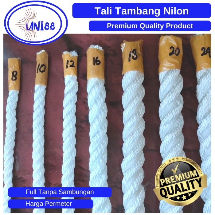 Tali Tambang Nilon 18mm 20mm 22mm Tali Nylon Besar Pengikat Barang Putih Halus Kuat Qualitas Eksport