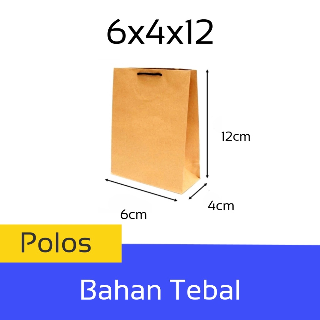 

Paper Bag Coklat Polos Custom Kado Bahan Tebal Ukuran 6x4x12