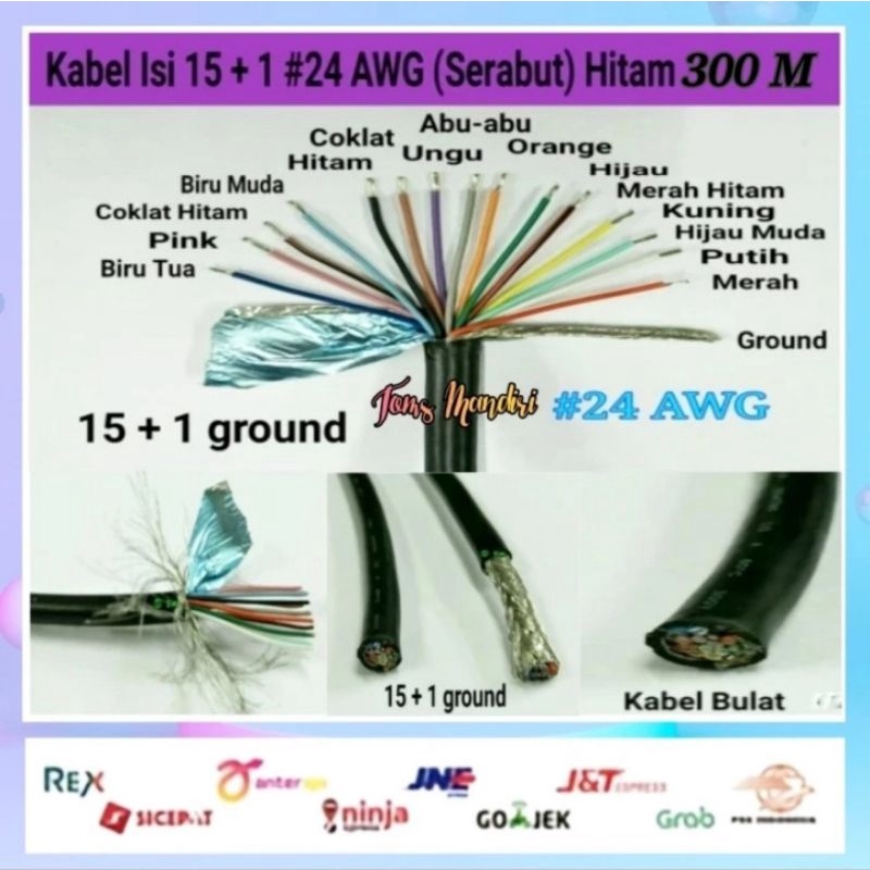 Cable Data Sensor Brother Union Isi 15C+1 Ground 24 AWG 300 Meter Ori