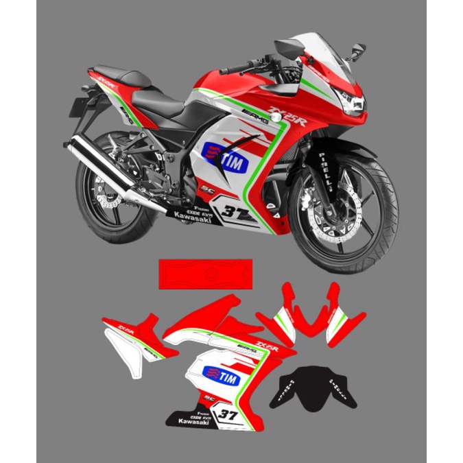 DECAL NINJA 250R KARBU / DESAIN ZX25R MERAH