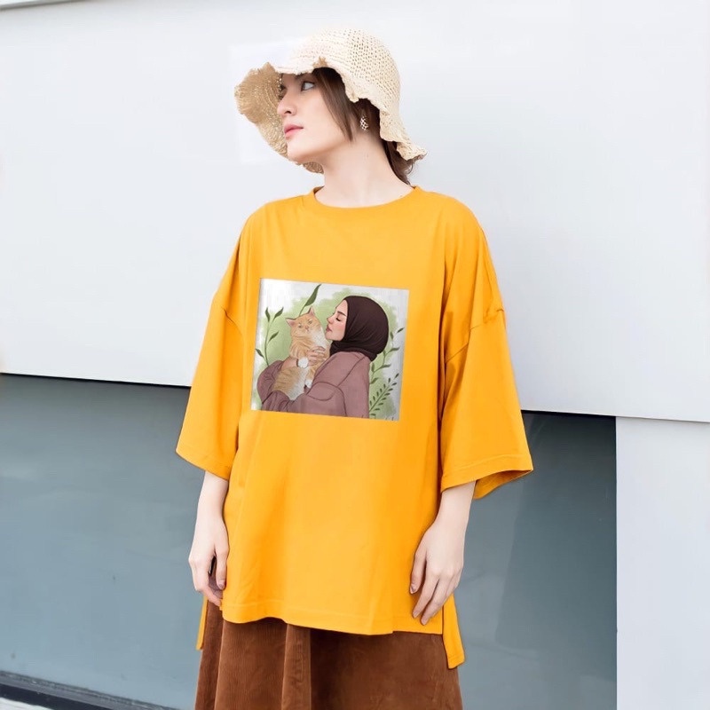 KAOS OVERSIZE HIJAB KITTY / ATASAN KAOS JUMBO XXXL / ATASAN OVERSIZE BIGSIZE