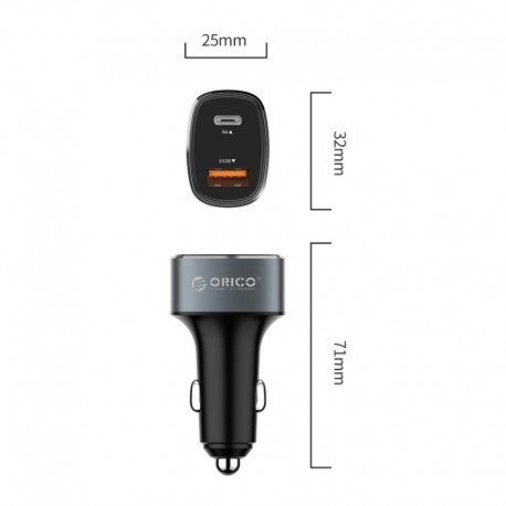 ORICO UPL-2U-GY-BP 36W Dual Ports Quick Charge Car Charger