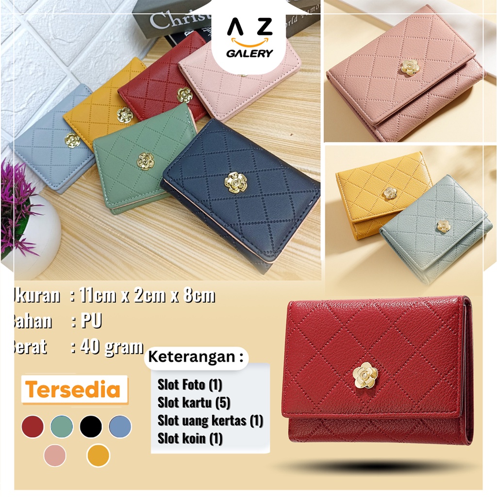 Dompet Lipat Wanita Mini Kasual Fashion Style Korea Casual Cewek Women Wallet Azgalery D76