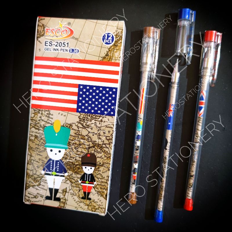

Pen gel esco bendera 0.38 mm . 12 unit
