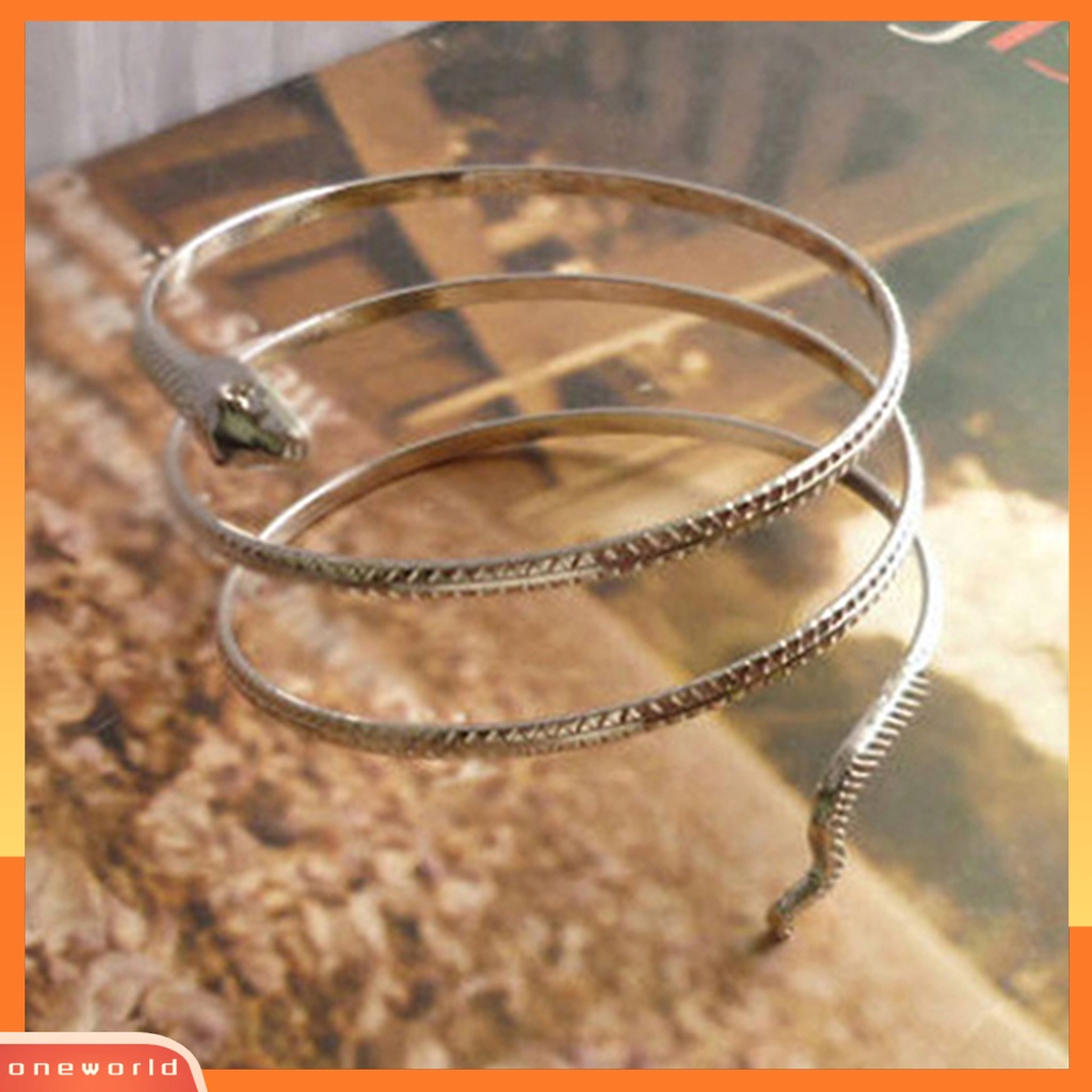 {oneworld} Gelang Fashion Lilit Ular Spiral Armlet Armband Bangle Bracelet Untuk Wanita