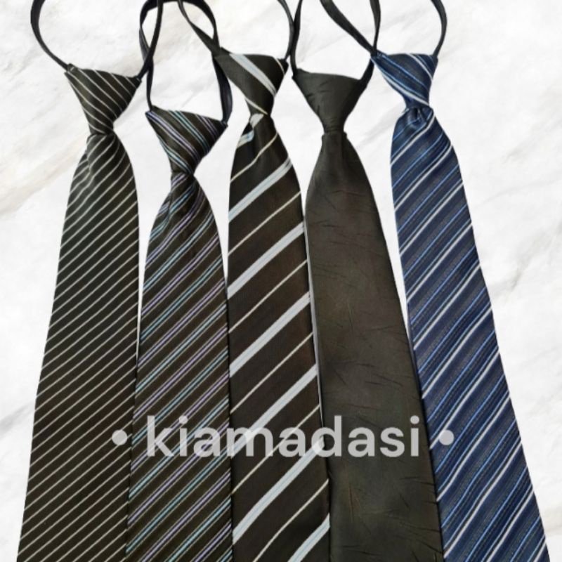 Dasi Resleting Polos Motif Hitam Merah Maroon Biru Dongker