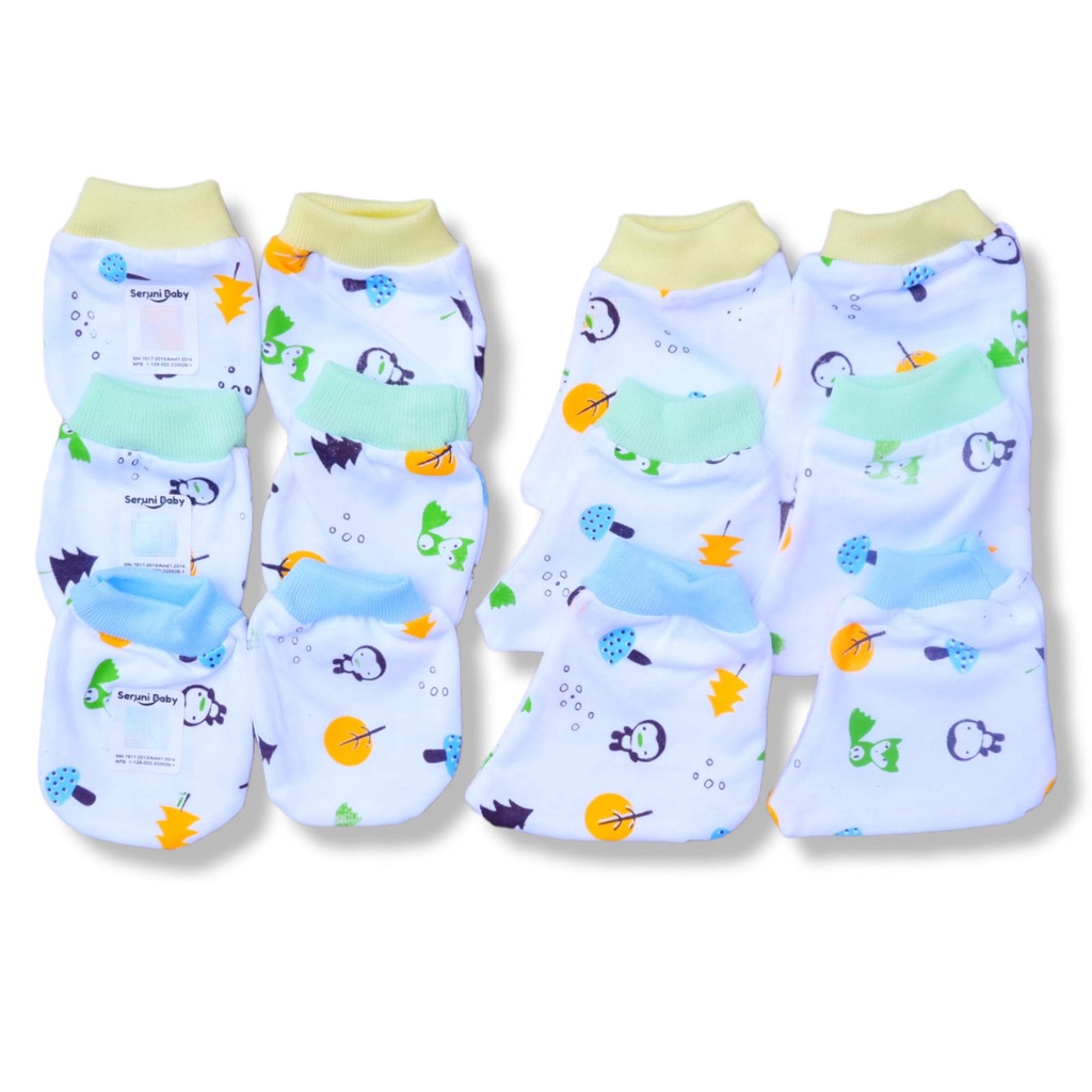 (STK001)Paket 6 Set Sarung Tangan Bayi Dan Sarung Kaki Bayi Newborn SNI Model RIB