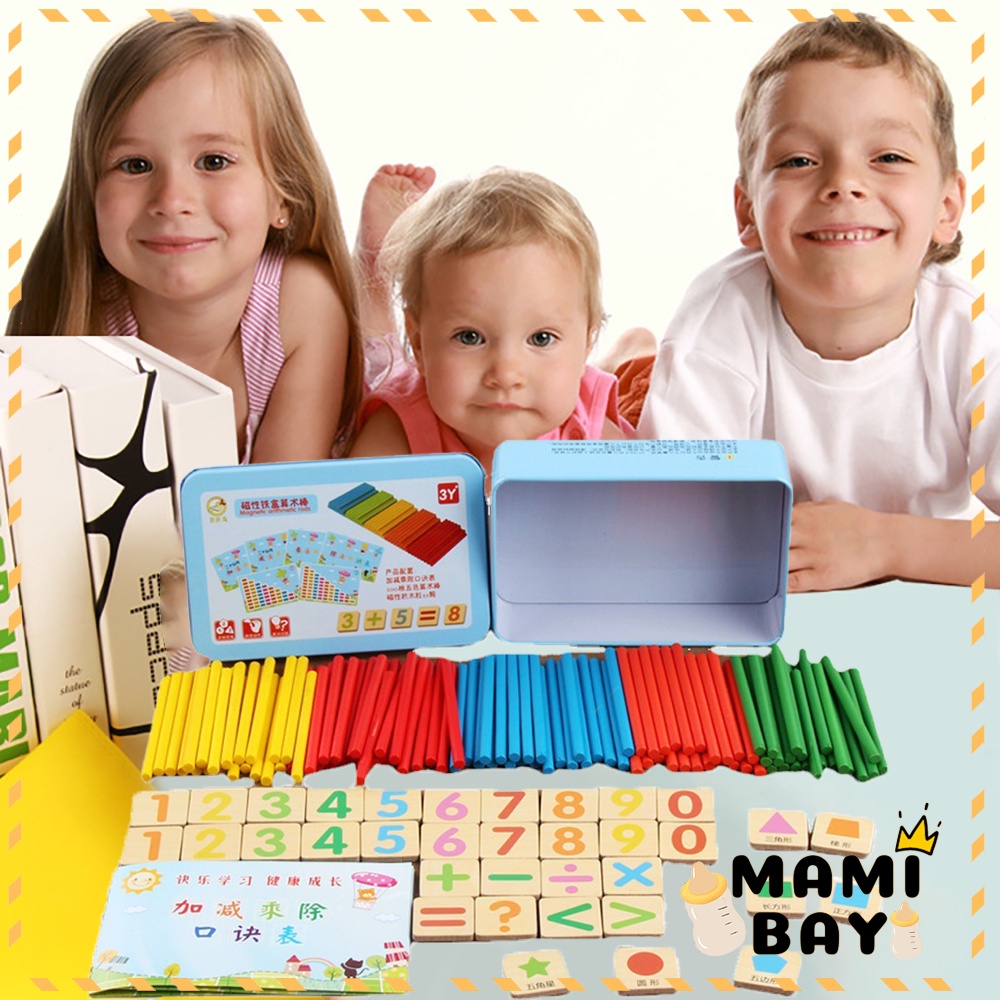 Mamibayi Intelligence Stick 100pcs/Puzzle Magnet Kaleng Mainan Peraga Belajar Berhitung