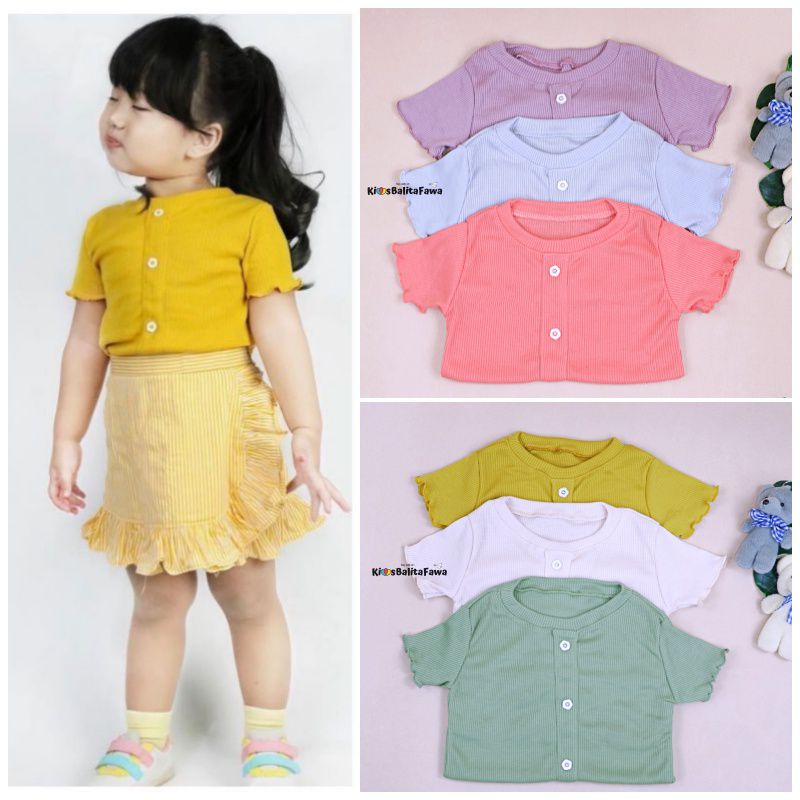 Baju Anak Perempuan CHILA Ruffle Knit Tee Rib | Baju Kaos Blouse Atasan Pakaian Anak Cewek Bahan Rib Knit Halus dan Lembut