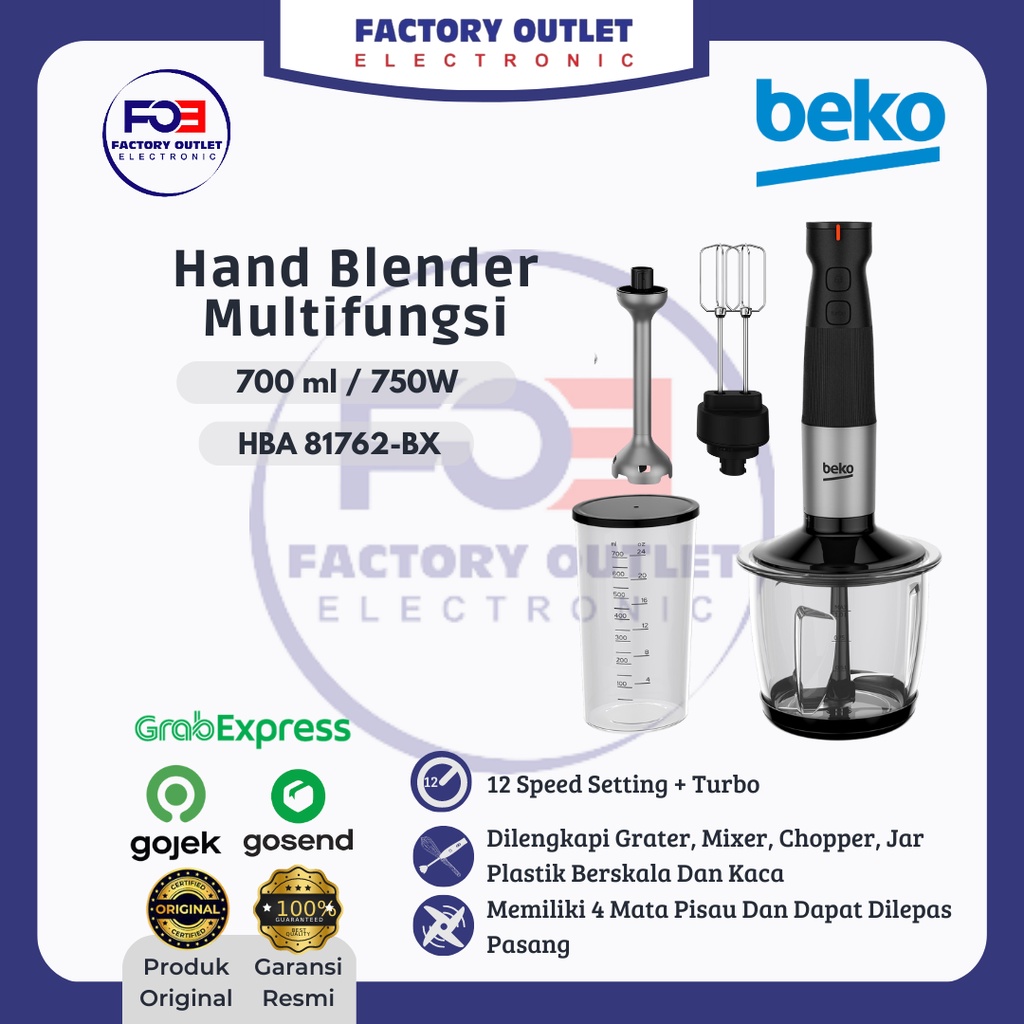 BEKO HBA-81762 BX Blender Tangan Hand Blender Multifungsi 700 ml