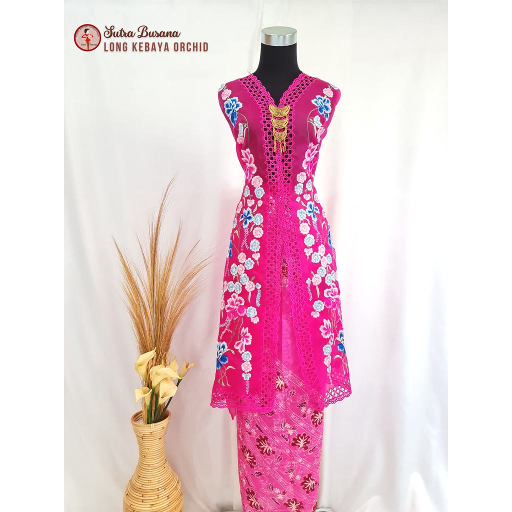 Pusat Bordir Tasikmalaya - Kain Bahan Kebaya Panjang Bordir Handmade sutra kaca Orchid Series