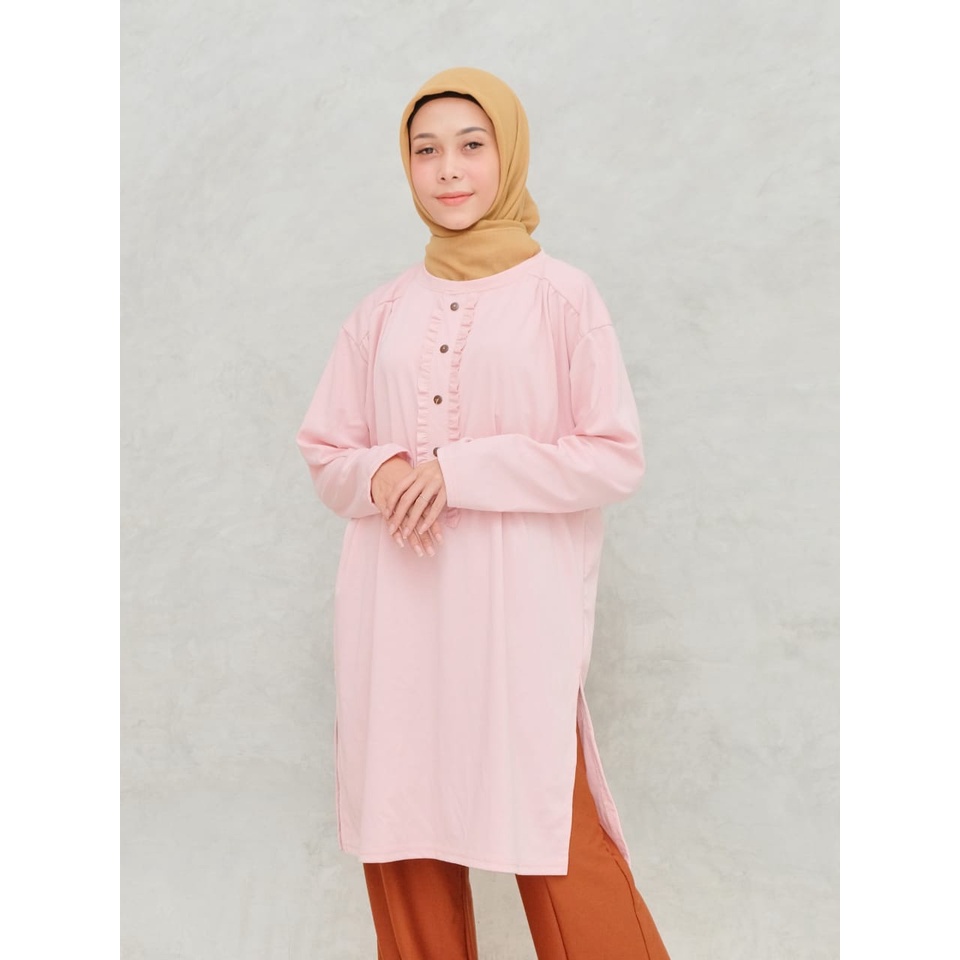 Baju Gamis Polos Kancing/ Gamis Basic Bahan Cotton Denim