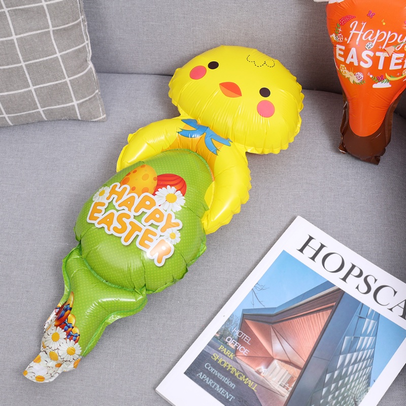 Easter Cute Bunny Handheld Stick Balon Tiup Untuk Dekorasi Pesta Festival/Hadiah Balon Anak Paskah Kelinci Ayam