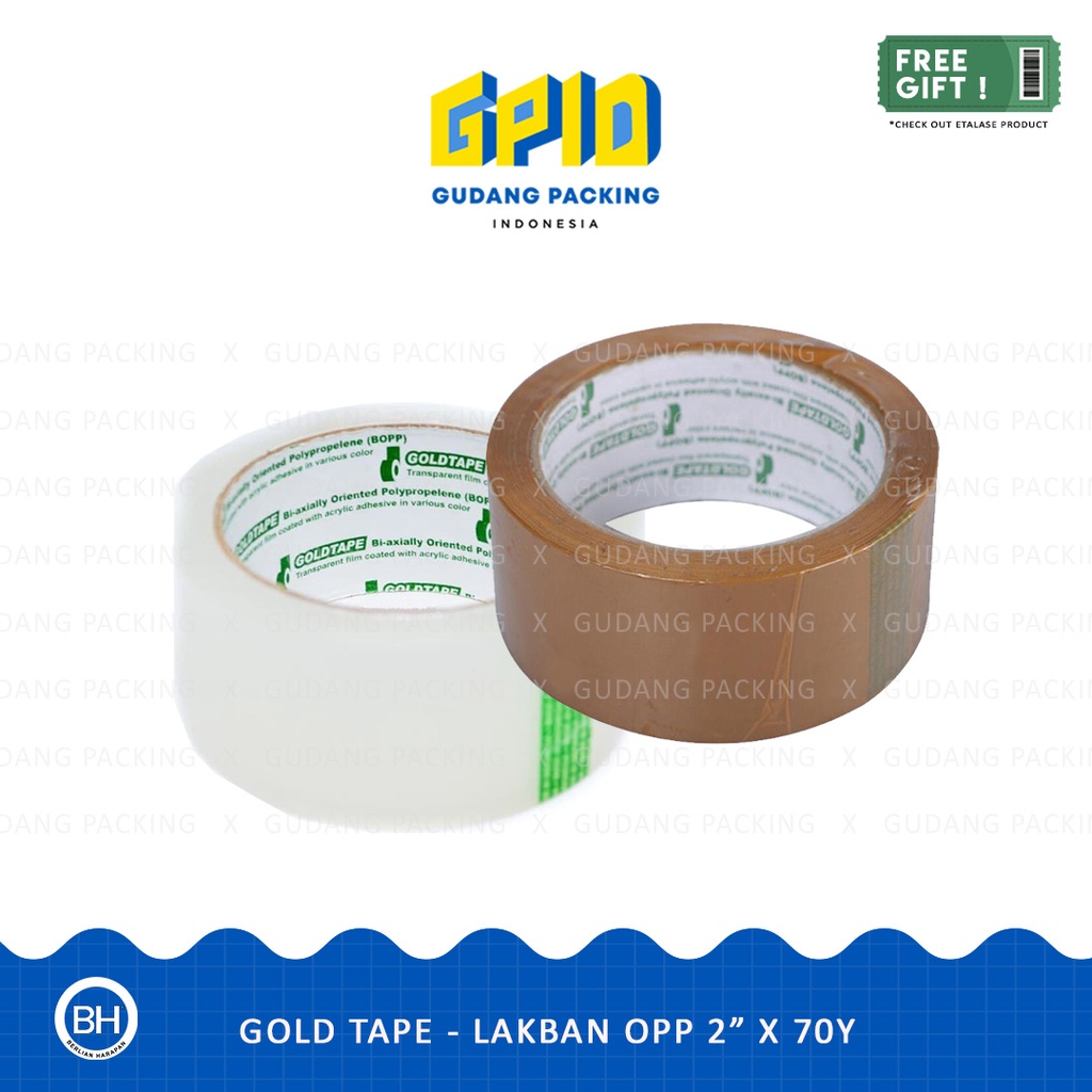 

GOLDTAPE - Lakban 2 inch / 48mm x 70 yard Bening / Coklat