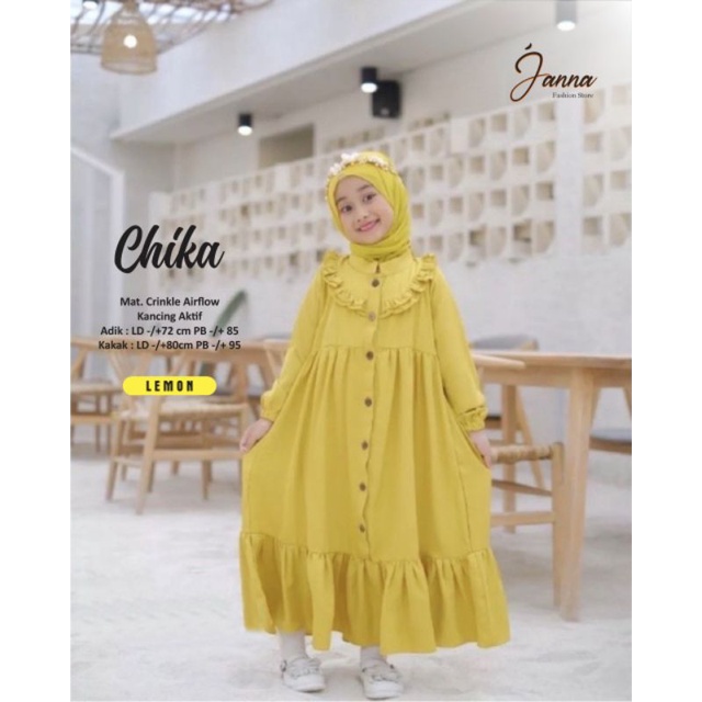 CHIKA DRESS KIDS BAJU MUSLIM ANAK PEREMPUAN BY JANNA