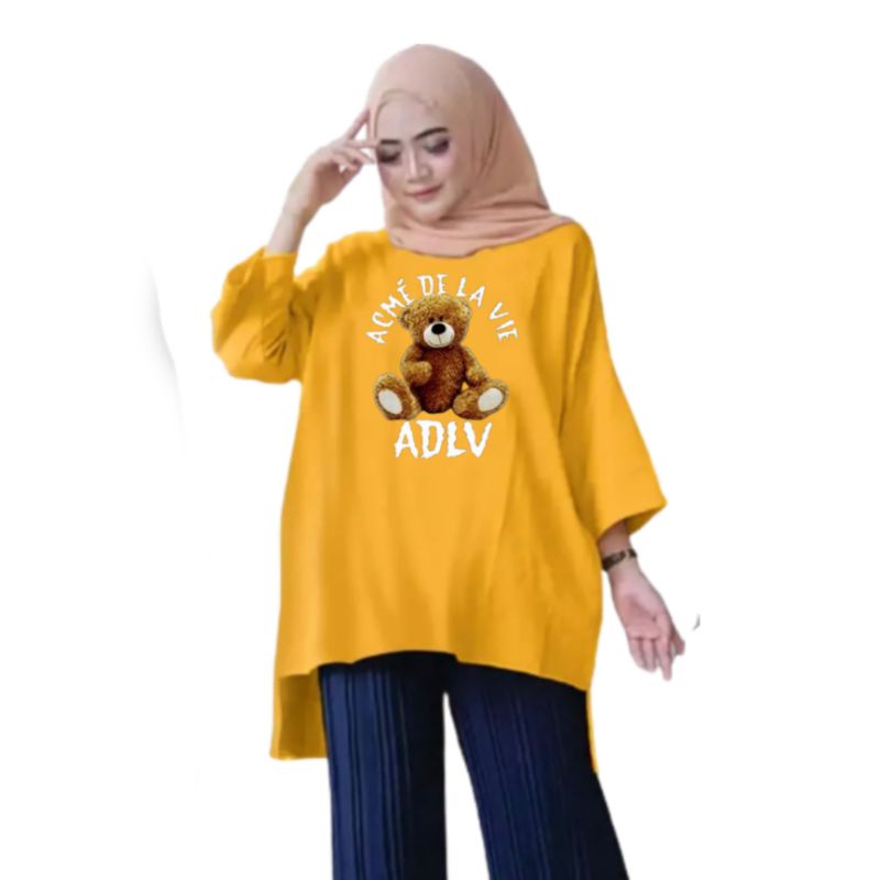 Atasan Baju Tunik Kaos Wanita Oversize LD 130 Cm Terbaru 2023 Viral Gambar DTF Bahan Kaos Babyterry . Atasan Baju Wanita Santai Tunik Wanita Dewasa Cewek Jumbo Kekinian Murah Big Size Teddy Bear