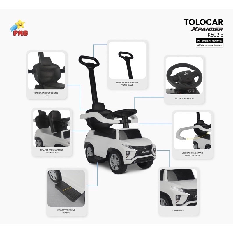 Mainan Anak Mobil Mobilan Dorong Jeep Xpander Pajero CRV TOLOCAR PMB Mobil Aki Anak TOLO CAR K-601 602 603 606 K601 K602 K603 K606