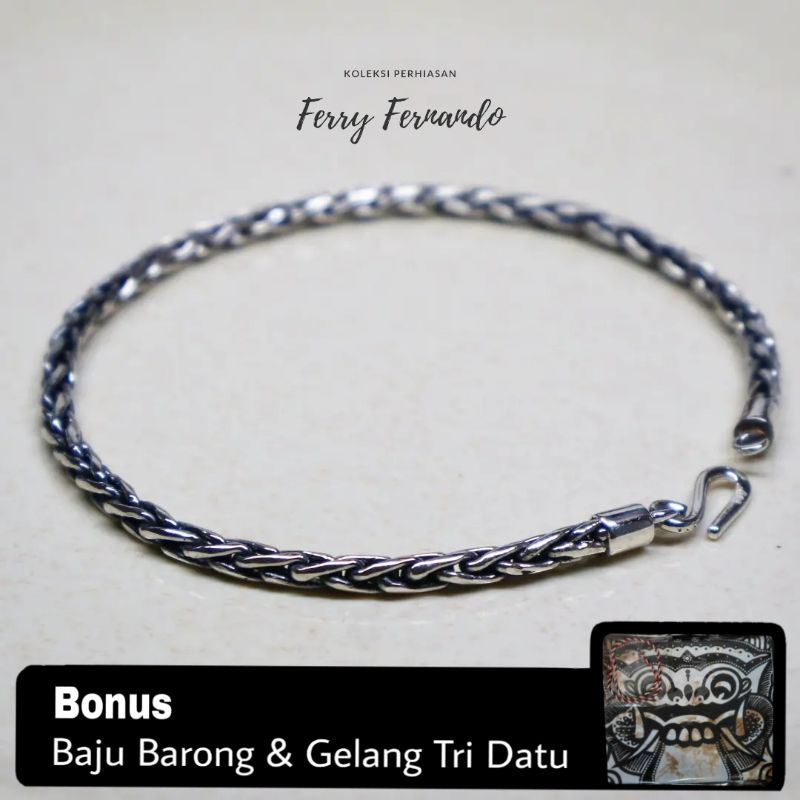 Gelang Pria Rantai Artistik Perak Asli 925 Gt.15