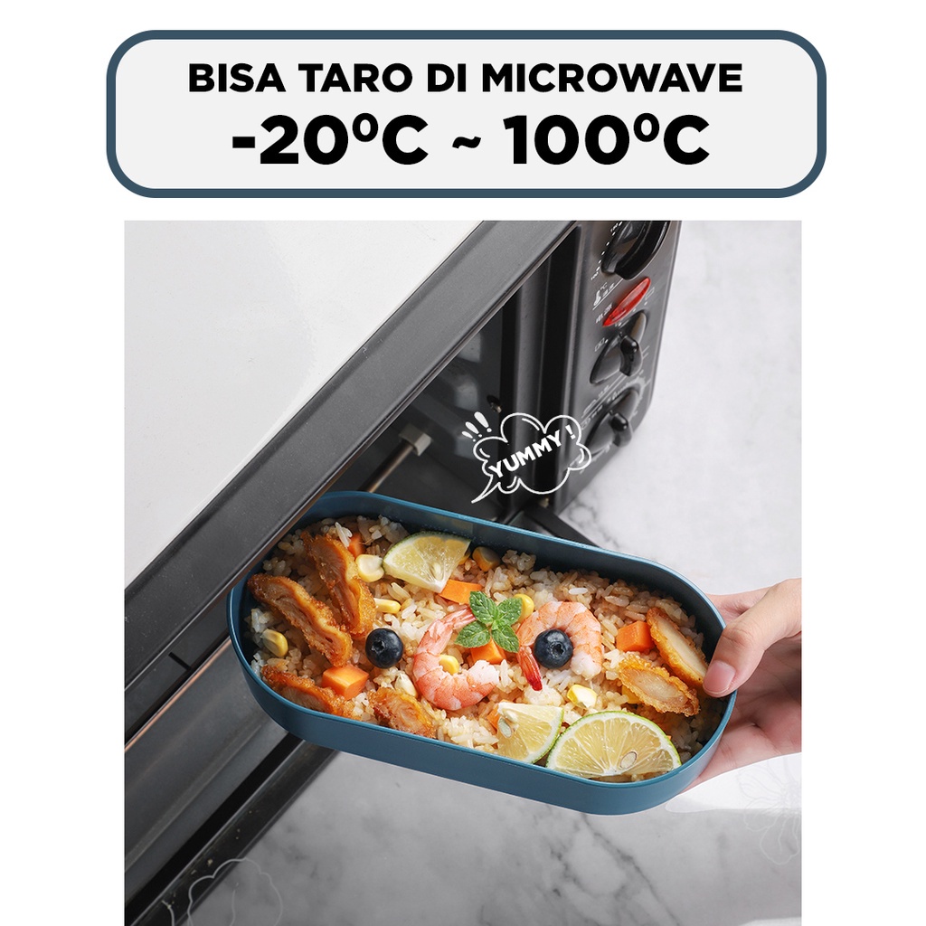 Lunch Box Set Tingkat Kotak Makan dengan Set Sendok Makan Lunch Box