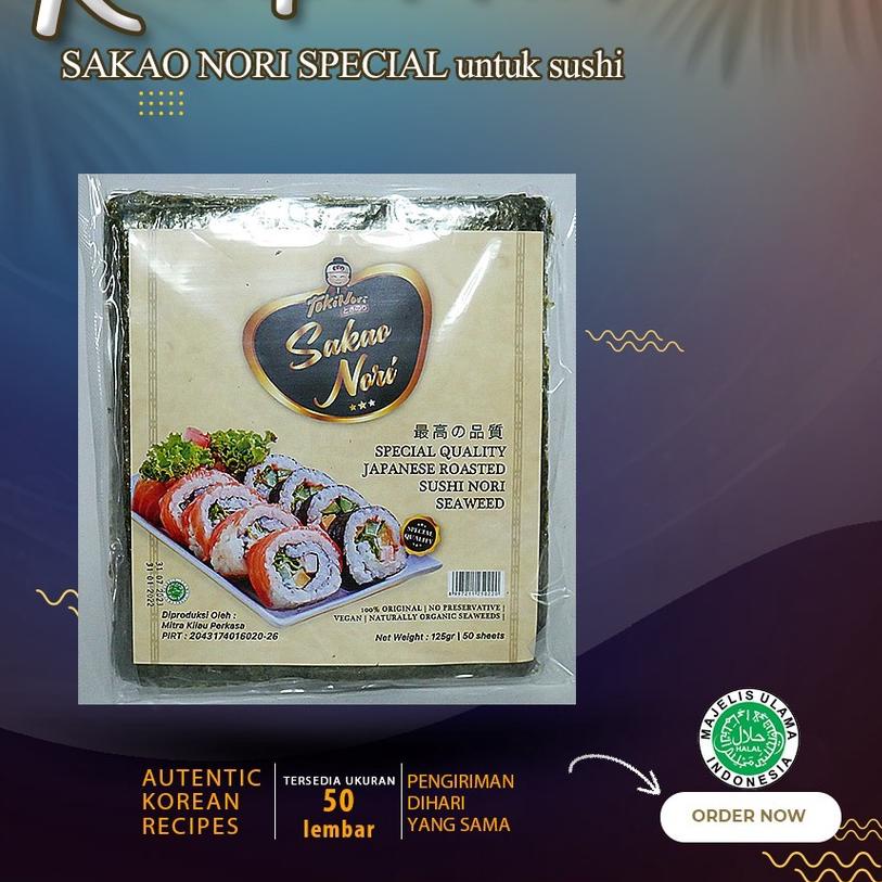 

☚ Special Sakao Nori Sushi Nori Seawees 125 Gram Kimbab Roasted Seaweed ✭