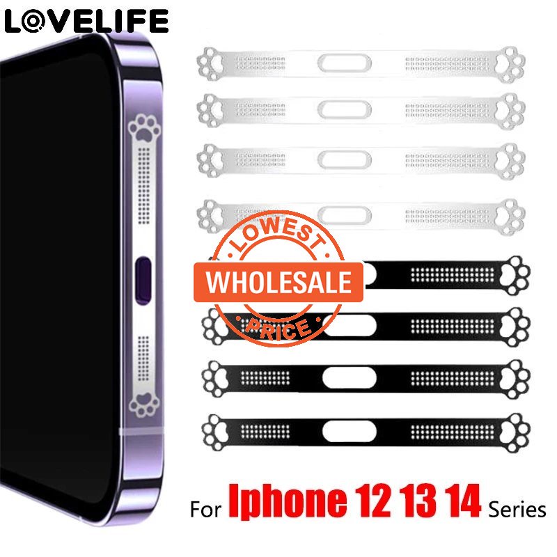 [Harga Grosir]Stiker Filter Debu Speaker Ponsel Desain Cakar Kucing Bahan Logam Untuk IPhine12 / 13 / 14 Series