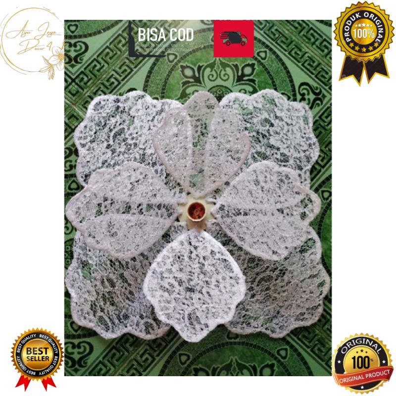 kelopak kap lampu bunga dekorasi model bunga sepatu/teratai + fitingan jumbo bahan kain brukat murah