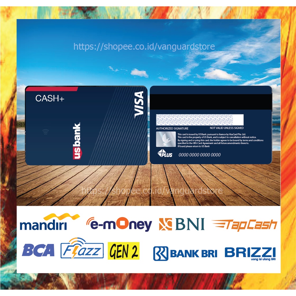 KARTU E MONEY E TOLL KARTU VISA BLUE DEBIT CREDIT EMONEY MANDIRI FLAZZ BCA BNI TAPCASH BRIZZI BRI - 2 SISI