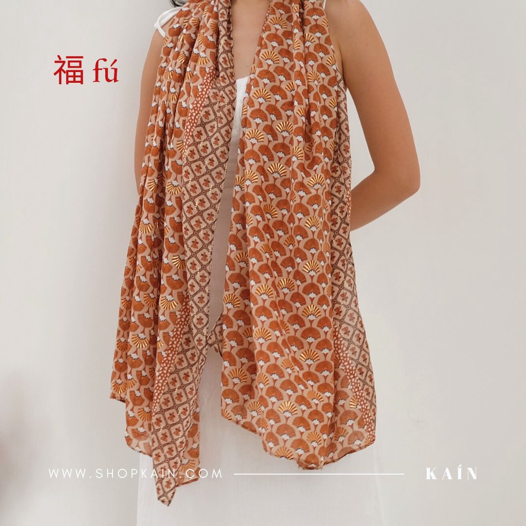 SHOPKAIN Shaan Shawl in Tangerine - 福 Fú Collection