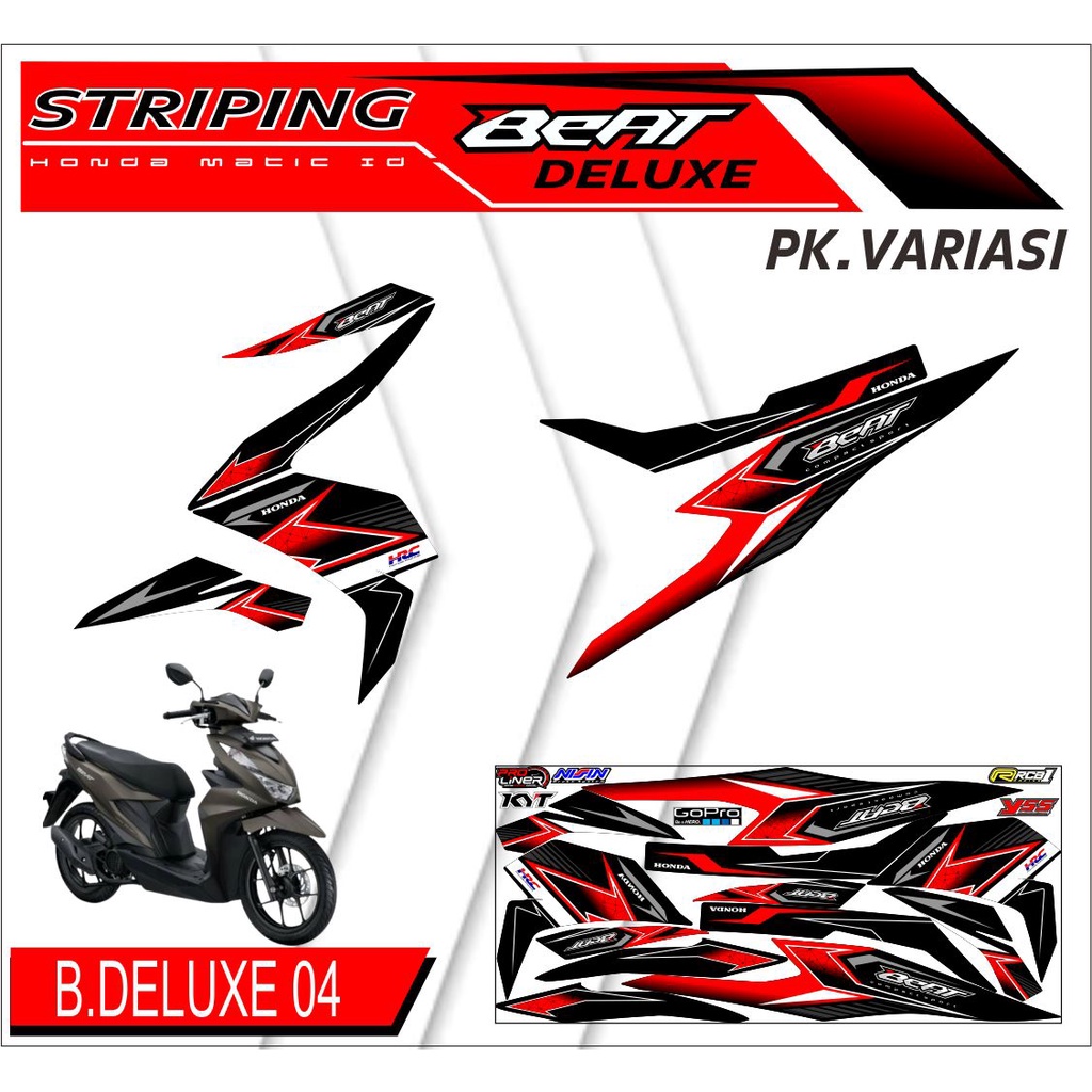 Striping Beat Deluxe - Sticker Striping List Variasi Motor Beat Deluxe Motif Racing #honda beat delu