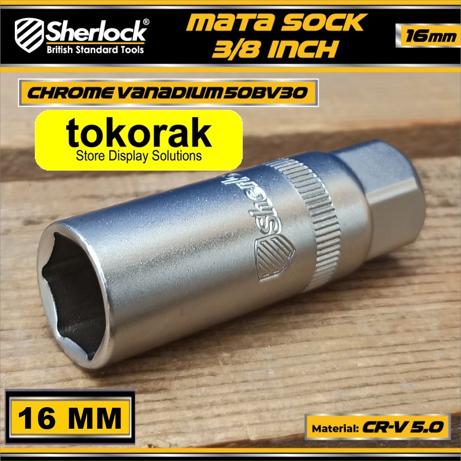 MATA SOK KUNCI BUSI 16 MM X 3/8 INCH SHERLOCK SPARK PLUG SOCK 3/8&quot;