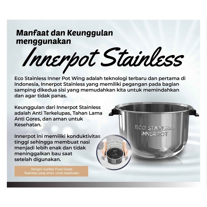 YONGMA YONG MA SMC 4053 RICE COOKER 2 LITER PANCI STAINLESS STEEL ANTI GORES BERGARANSI RESMI