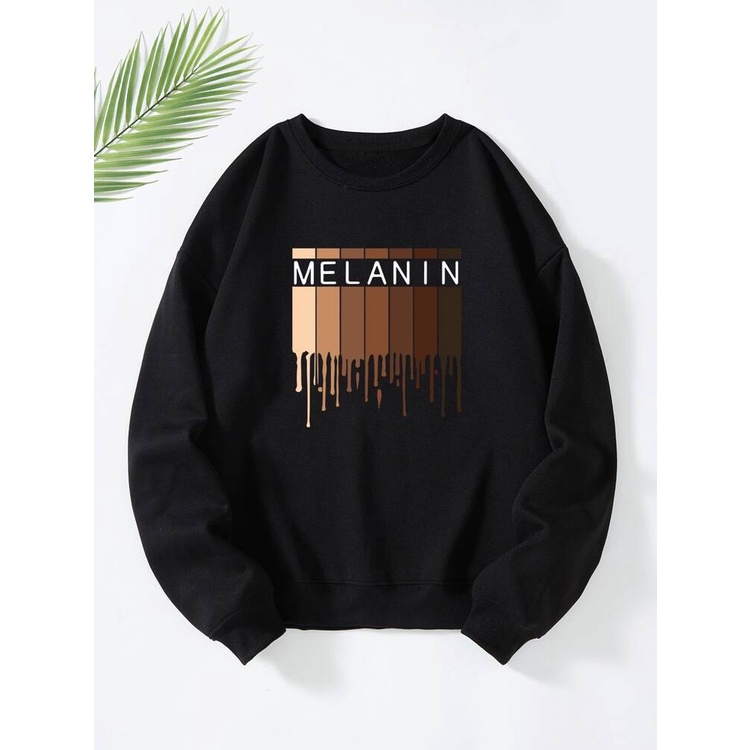 Sweatshirt Basic MELANIN BLOCK II Sweater Crewneck Print DTF II Size M - XL Anak &amp; Dewasa ( Pria &amp; Wanita )