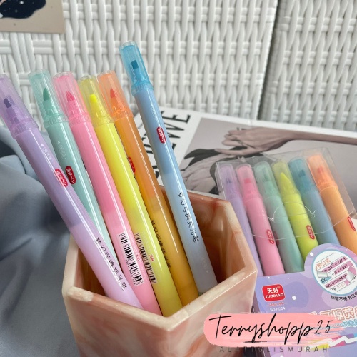 

stabilo dua sisi isi 6pcs bisa di hapus stabilo lucu warna neon cod