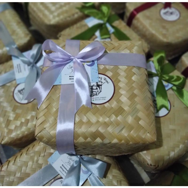 Besek Hias 20x20 Besek Bambu 20x20 Hias Pita