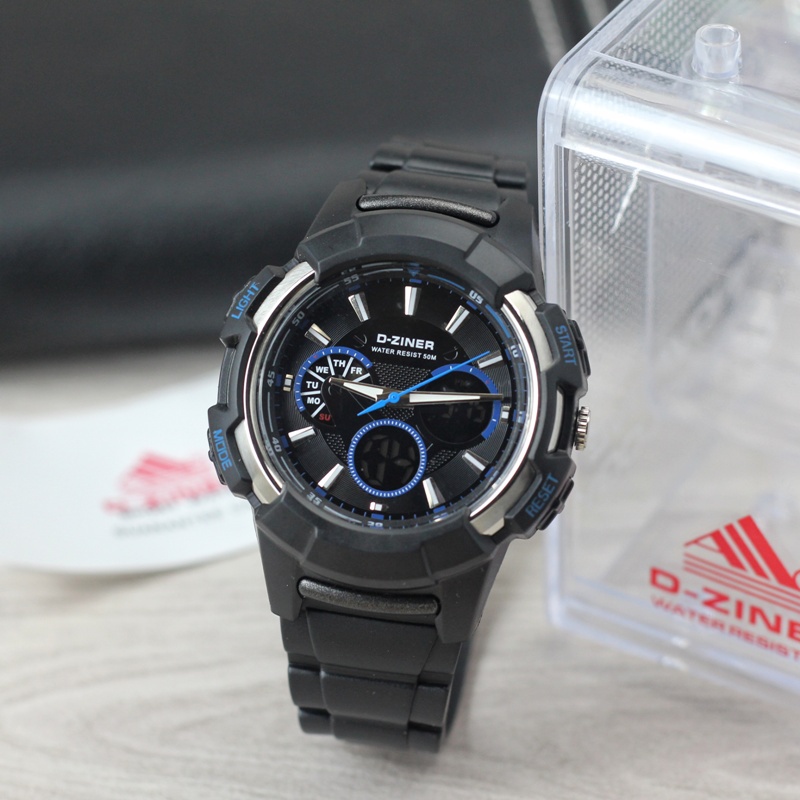 Jam Tangan Cowok Pria DZINER 8203 ORIGINAL LED Bulat Digital Import Murah Mewah BONUS BATERAI CADANGAN!