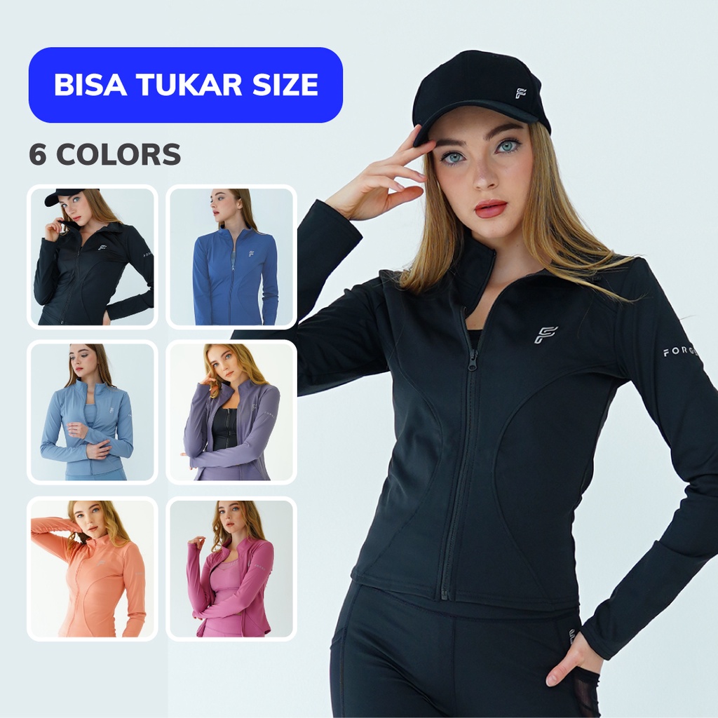 Forge Activewear - Odyssey Jaket Olahraga Wanita - Baju Olah Raga Jacket Zipper Gym Running Lari Jog