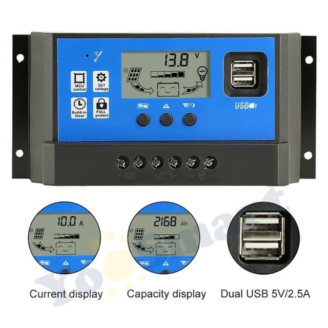 Solar Charge Controller 10A 20A 30A Cell PWM Pengisi Daya Surya 12V24V