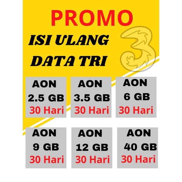 KUOTA TRI AON PAKET DATA TRI AON PROSES CEPAT