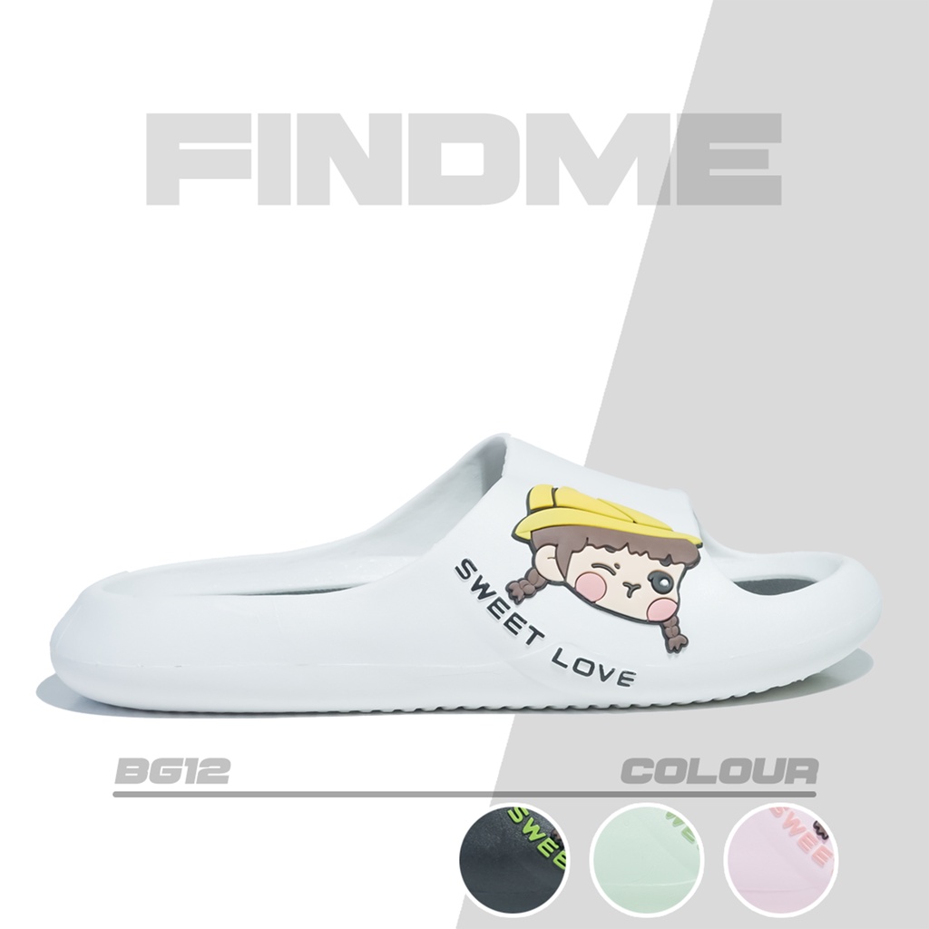 SANDAL WANITA PRIA HIASAN GAMBAR BOY GIRL KEKINIAN COMFY BAHAN RUBBER IMPORT BG12